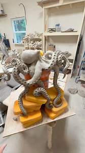 Building directly on a kiln shelf today. Saving me the hassle of moving it when it has to be fired. #dangle #hanging #octopus #pottery #ceramic #sculpture | Shayne Greco Ceramics