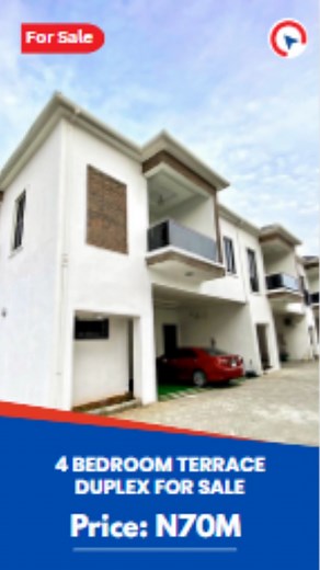 Spacious 4 Bedroom Terrace Duplex For Sale. Location: Royal Pime estate, Lekki Phase 2, Lagos. Price: N70 Million Features; 24hrs security 24hrs electricity All rooms en-suite Pop ceiling Spacious living room Water heater Pantry Fitted kitchen Cctv cameras Dinning area Spacious balcony Family Lounge Water Treatments plant Shower cubicles Title: Governor’s consent For inquiries and inspection, contact Outstanding Real Estate ltd on 234 703 059 8736. | Private Property Nigeria