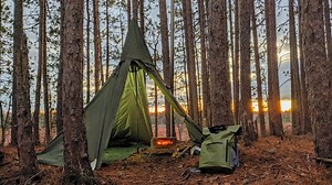 1.2K views · 18 reactions | Solo Hot Tent Camping with Wood stove during Autumn. | Rustic Cabin Style | Facebook