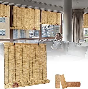 Amazon.com: Bamboo Roller Blinds, Outdoor Bamboo Blinds, Retro Waterproof Reed Curtains Bamboo Windows Shades, Bamboo Curtain for Indoor/Outdoor Porch Privacy, Sun Protection, Easy to Install : Home & Kitchen