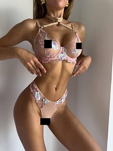 Elegant Embroidered Mesh Lingerie Set With Underwire Bra,high Waist Thong and Matching Choker– Delicate Feminine Underwear,special Occasions - Etsy
