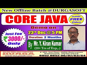CORE JAVA Offline Training @ DURGASOFT