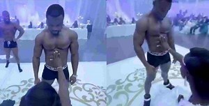 Groom shocks guests as he strips on wedding day to entertain bride (Video) - YabaLeftOnline
