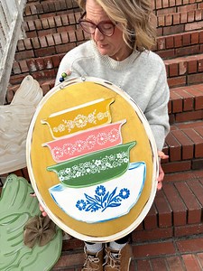 Personalized Door Hanger - Vintage Bowl Door Hanger - Vintage Dish Hanger - Vintage Bow Wreath - Granny Core - Farmhouse Decor - Door Decor - Etsy