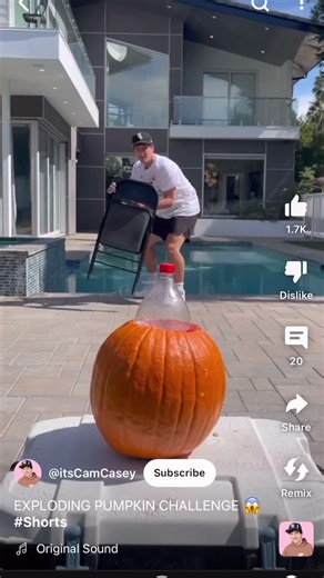 Eploding Pumpkin Safety 🎃 😱 #chemistry #HalloweenScience #spookyszn #spooktober #spookyseason | Chemical Kim