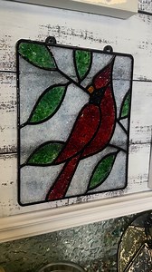 Faux Stained Glass Cardinal Suncatchers. #deepsouthshelling #stainedglass #resinart #glassart #fauxstainedglass #Cardinals | Mettle Modern Design