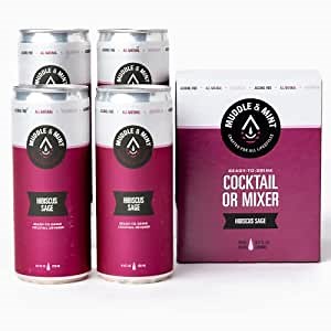 MUDDLE & MINT Hibiscus Sage Non-Alcoholic Mocktail, 4 Pack Canned Drinks