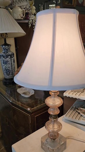 1.3K views · 21 reactions | Vintage pink glass lamp with lucite base. $65 | The Garage & The Garage Girls - Antiques, Suffern, NY | Facebook