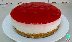Tarta de queso SIN HORNO con GELATINA - Receta Fácil