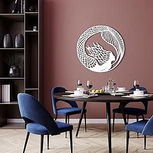 Mermaid Sign, Mermaid Metal Sign, Mermaid Metal Wall Art, Girls Room Metal Sign, Kids Room Metal Sign, Mermaid Gift Nautical Decor, Metal Mermaid Wall Art (19x19 inches / 47x47 cm, white)