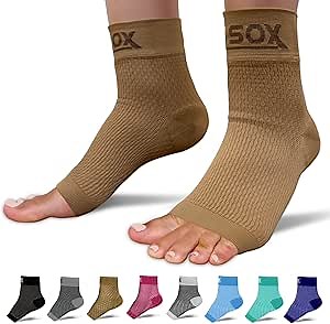 SB SOX Plantar Fasciitis Socks for Men & Women – Arch Support Compression Socks for Foot Pain, Heel Spurs & Achilles Tendonitis – Toeless Ankle Compression Socks (Nude, Small)