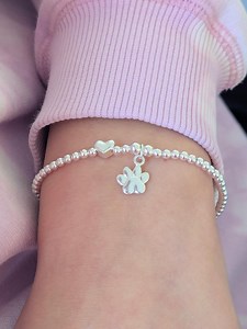 Sterling Silver Paw Print Charm Bracelet: Pet Lover Jewellery - Etsy