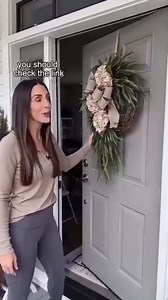 Rustic Bohemian Wreath – Double-Sided Door Hanging with Linen Bow & Greenery Farmhouse Wall Door Wedding Arch Window Hanging for Indoor Outdoor Garden Decor (C)