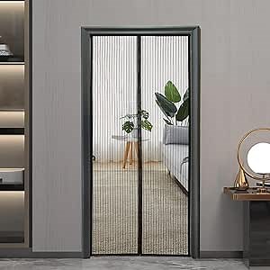 Magnetic Screen Door & Screen Door Mesh, Fit Door Size 36'' x 82'', Actual Screen Size 38" x 83", Mesh Curtain Keeps Bugs Out, Magnetic Closure, Magnetic Door Screen Mosquito Magnet, With 2 Hook
