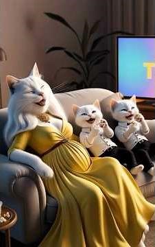 Cat Mom Works Overtime To Support Her Feline Family. cat family, a happy family.