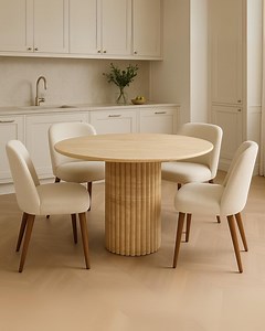 Handmade Travertine Round Dining Table: Fluted Base, Natural Stone - Etsy Australia