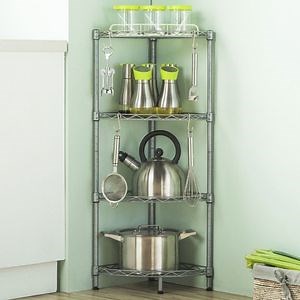 [Hot Item] Kitchen Triangle Wire Rack Chrome Corner Storage Wire Shelving