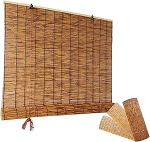 Bamboo Blinds for Outdoor Patio Roll up Bamboo Shades Blinds for Windows, Outside Bamboo Blinds for Porch to Block Sun with Hook Mounts