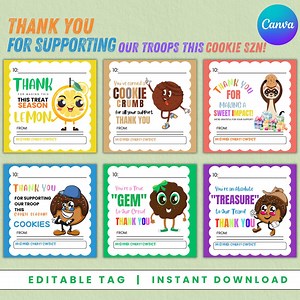 Scout Cookie Thank You Tag, Printable Cookie Cards, LBB Girl Scout Cookie Delivery and Thank You Card, Cookie Tag Digital Template Canva - Etsy Canada