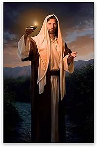 ZZPT Jesus Christ Canvas Art Poster - Lead Kindly Light Simon Dewey Prints - Charity is the Pure Love of Christ Picture - Religious Paintings for Wall Decor Living Room Unframed