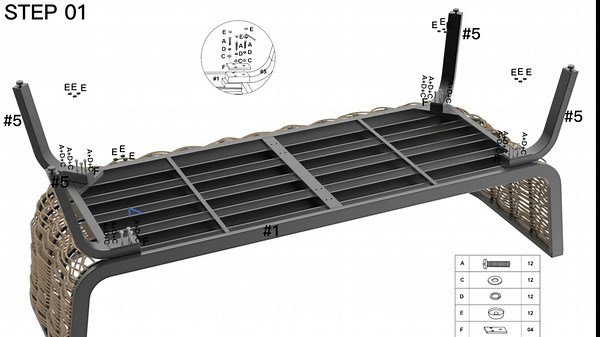 Linon Morgan Four Piece Two Tone Wicker and Black Aluminum Frame Outdoor Set Includes Sofa Two Chairs and Coffee Table with Glass Top