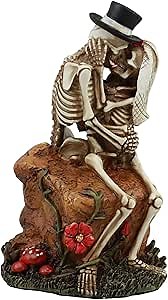 Ebros Love Never Dies Wedding Skeleton Couple Kissing in The Garden Statue 6" Tall Day of The Dead Romantic Skeletons Ossuary Macabre Halloween Figurine