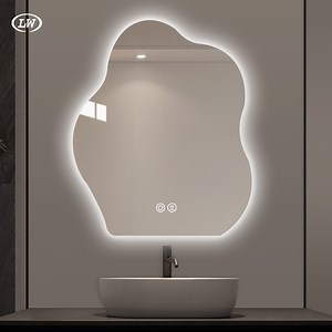 [Hot Item] Intelligent Frame-Less Smart Backlit Cloud Shape Bathroom LED Mirror with High-Definition Time Temperature Adjustment Modern Decoration