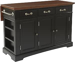 OSP Home Furnishings Country Kitchen Island, Distressed Black
