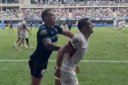 Shock moment Stuart Hogg sparks mass rugby brawl on pitch