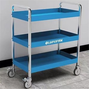 [Hot Item] Freely Movable Tool Rack Metal Tool Trolley with 3 Storage Shelves
