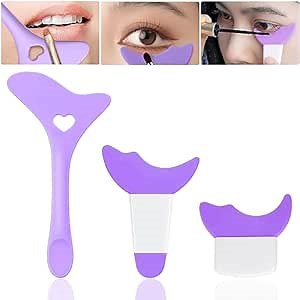 3Pcs Reusable Silicone Eyeliner Aid Tool - Eyeliner Stencils Guide Wing Tool for Women Beginners (Purple)