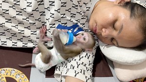 Beautiful Baby Emma Sleep Drink Milk Herself So Adorable Gesture | Monkey Daily