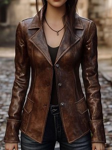 Women's Real Leather Motorcycle Jacket Vintage Brown Distress Biker Trending Jacket. - Etsy