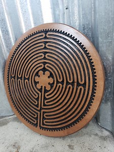 Charles Cathedral Finger Labyrinth Wood Carving - Altar Top - Pagan - Wall Decor - Beautiful Reclaimed Wood Art for Your Personal Practice - Etsy