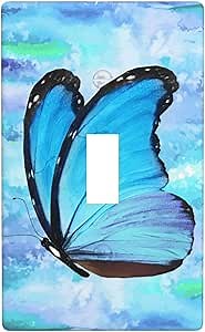 Butterfly Blue Women Light Switch Cover Plates Single Toggle Wall Plate, Decorative 1-Gang Lightswitch Cover