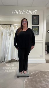 Will it be chiffon, tulle & lace or elegant mikado? Help our fabulous curvy bride choose #plussizeweddingdress #weddingdresses #plussizebride #plussizedress | The Bridal Suite PLUS SIZE Wedding Dress Shop