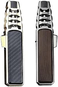 pathside Windproof Straight Torch Blue Flame Lighter, Butane Torch Turbine Torcher, Inflatable Gas Windproof Lighter, Refillable Butane Lighter for Outdoor BBQ Baking (A_ 2 Pcs)