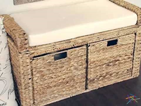 Banana Leaf Wicker Storage Bench - Product Review Video