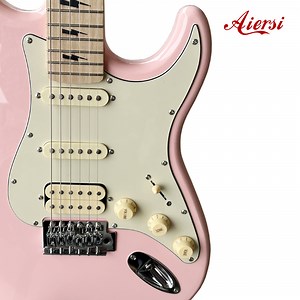[Hot Item] Custom Logo Factory Wholesale Aiersi Brand Solid Wood Pink Colour Electric Guitar
