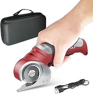 Cordless Electric Scissors Cloth and Cardboard Cutter, Carpet Cutter,Electric Shears,Rotary Cutter for Fabric,Rotary Scissors,Multi-Cordless Cutting Tool with storage box