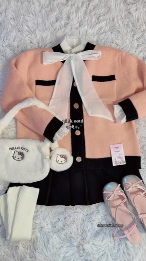 pink outfit for spring 🫶🏻🎧 ~cutest cardigan ~kdrama inspired outfit in nepal Perfect for spring #spring #kdrama #deliveryallovernepal🇳🇵 ♡pink cardigan ♡white bow shirt ♡cute ballet shoes(out of stock currently ) ♡ hello kitty bag Get Korean outfits in Nepal on @kawaiishop.np 💗 Aesthetics: coquette . acubi . Korean . cute . oldmoney . Y2k Instagram: kawaiishop.np🎀 #korean #kpop #kdrama #jennie #jenniekim #blackpink #outfit #jennieinspired #bowshirt#softgirl #korean #kdrama #kpop #kawaiiaes