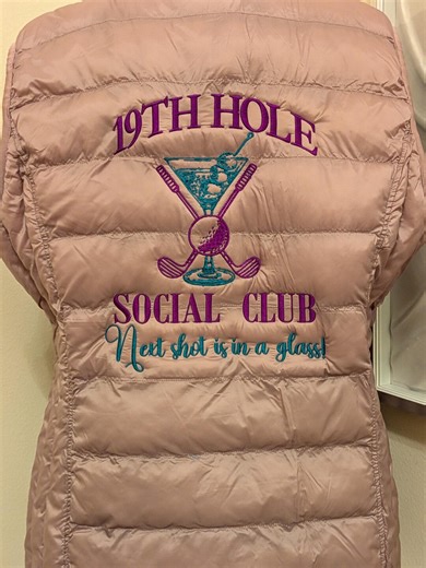 Embroidered Puffer Vest – Golf Martini Social Club, Lavender Quilted Jacket - Etsy
