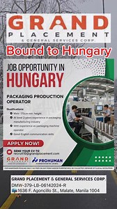 ✅Bound to Hungary🇭🇺 2026✅ Position:Packaging Production Operator Agency:Grand Placement Services Experience: 2 years #FACTORYWORKER #hungary #europe #BuhayOFW #highlights #follower #everyone | Kabayan Vlog