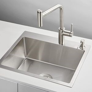 [Hot Item] Customized Stainless Steel Handmade Kitchenware Single Bowl Farmhouse Workstation Topmount Kitchen Sink