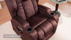 DRMBOOK Dual Motor Power Swivel Rocker Recliner Chairs, Electric Wall Hugger Reclining Sofa with Massage & Heat, Comfy Theater Seating with LED Light/USB/Type-C Ports (Leather Brown, Set of 2)