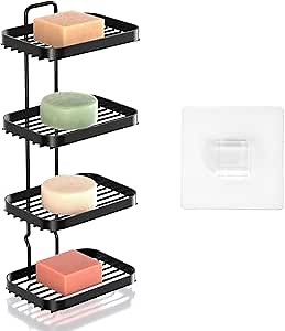 4 Tier Shampoo Bar Holder for Shower, Rustproof Stainless Steel Bar Soap Holder for Wall, Self Draining Bar Soap Shower Caddy Wall Mounted Shampoo Bar Caddy