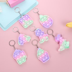 [Hot Item] Hot Sale Macaron Color Cute Push Bubble Mini Popper Silicon Toy Pop Fidget Keychain