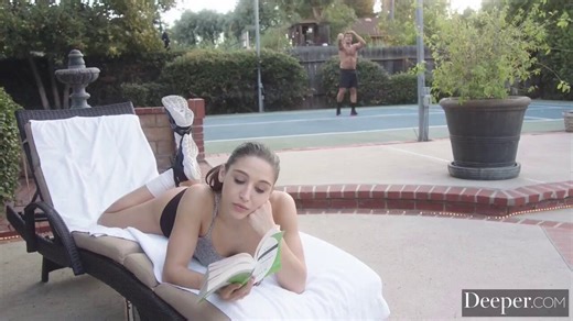 Abella Danger on the basketball court. Her intensity turns to frustration as she continues to lose and she ends up lashing out at her opponent who then grabs her and pins her to the post. From there they start making out
