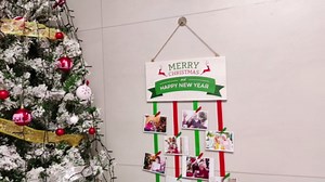 Christmas Card Holder, Merry Christmas Sign Wooden Photo Holder, Christmas Decor Picture Frame Collage for Wall Photo Display with 30 Clips,for Home Decor Hanging Christmas Holiday Gift Card, White