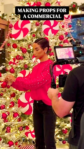 RAVEN ELYSE | Here’s how I made these JUMBO peppermint Christmas tree decorations using a few simple supplies from @HomeDepot! What do you think? Are... | Instagram